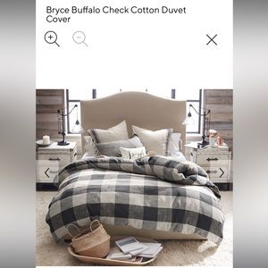 Bryce Buffalo Check Cotton Duvet Cover and 2 standard Shams in the color Charcol